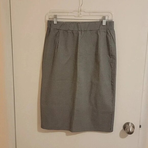 Vintage Ashley Blue Pull on Skirt Womens Size Medium EUC Made in USA Houndstooth - Picture 1 of 6